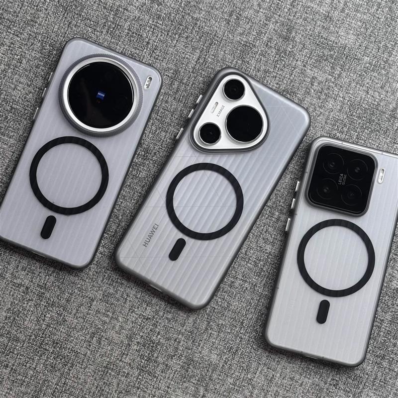 必冲呀~瓦楞光栅冰雾磨砂黑磁吸手机壳OPPO适用Findx8s+文艺X6/x7Ultra条纹Reno13薄一加Ace5/2pro好看1+12新