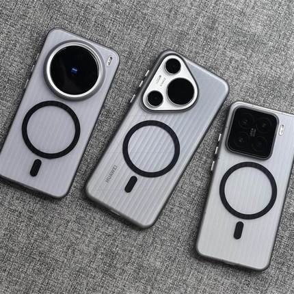 必冲呀~瓦楞光栅冰雾磨砂黑磁吸手机壳OPPO适用Findx8s+文艺X6/x7Ultra条纹Reno13薄一加Ace5/2pro好看1+12新