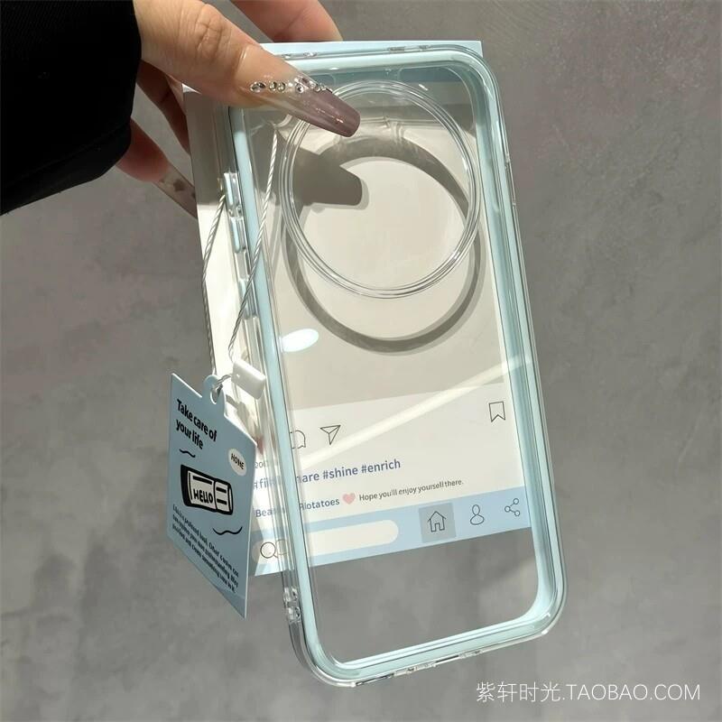 气囊防摔三合一适用Galaxy三星S26Ultra手机壳S25Edge高清S24/S23透明S22可放照片S21FE硅胶A73软壳A52小众女