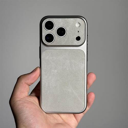 超细纤维牛仔布纹绒面毛麻布料防指纹防滑苹果Air手机壳适用iPhone17promax硬16/15plus全包14/3高级轻奢超薄