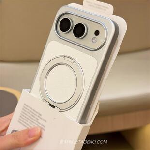 360折叠旋转磁吸支架适用荣耀500手机壳500pro荔枝纹Magic8pro Air素皮磨砂防指纹magic8全包电镀银色硬壳