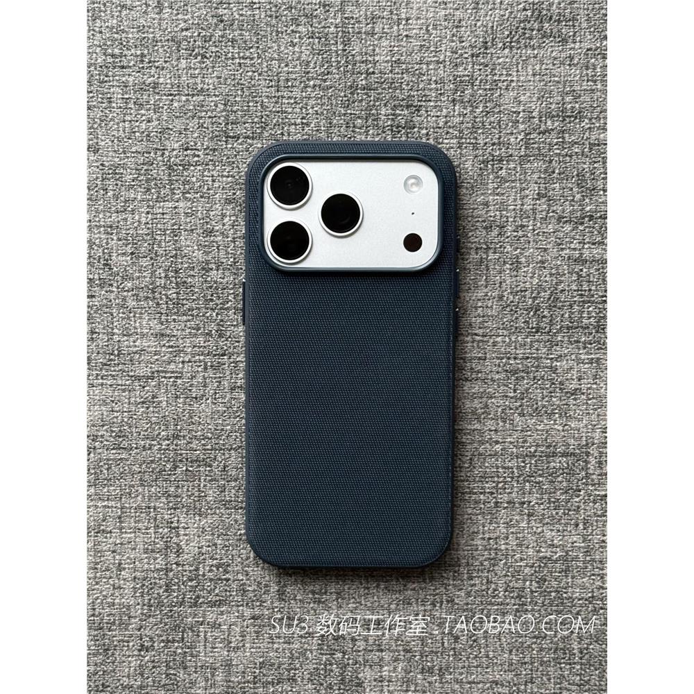 MagSafe磁吸科技织物手机壳适用iPhone16苹果17promax午夜蓝色15商务plus防摔14硅胶13布纹Air磨砂12高级质感 - 实物图