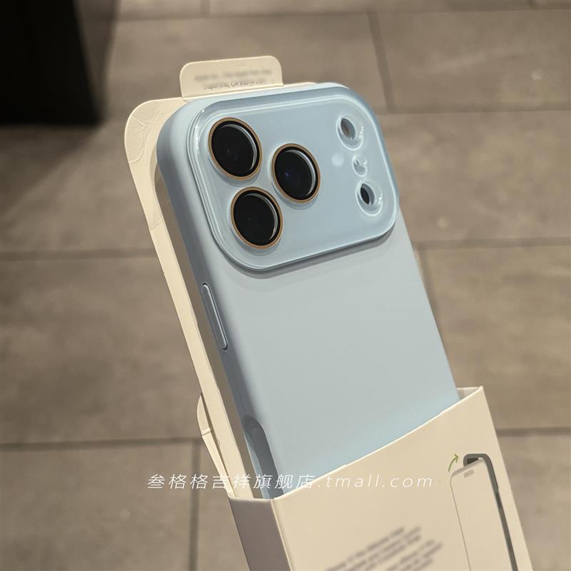 必冲呀~~奶蓝少女耐脏真液态硅胶不会发黄适用苹果17Promax手机壳iPhone16/15软糯14/13水晶全包镜头膜防摔潮