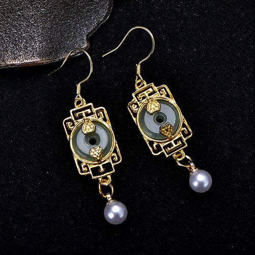 汉服复古中国风平安扣气质耳环