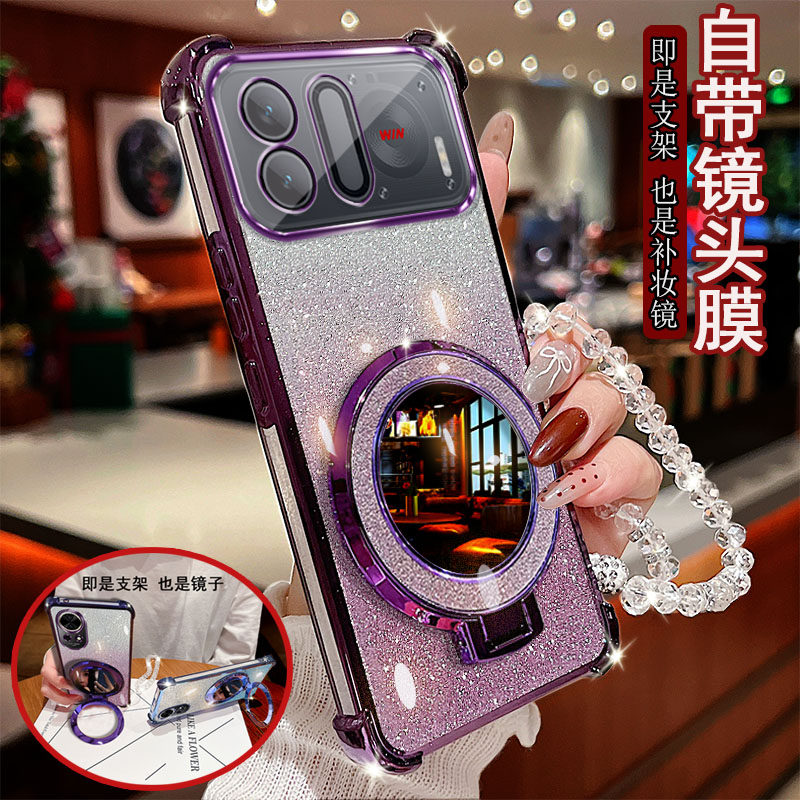 适用于荣耀Win RT2手机壳BRT-AN00四角气囊防摔套圆形镜子支架镜头全包新款软胶网红女款时尚奢华风四角加厚