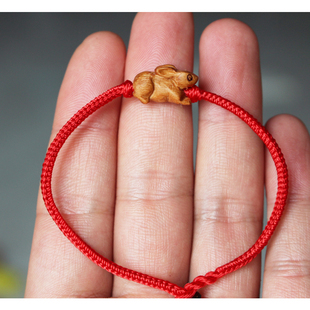 红绳子本命年桃木十二生肖手链属相三合六合天干地支猪兔羊虎马狗