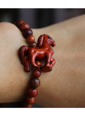 十二生肖桃木马手链三合六合三会