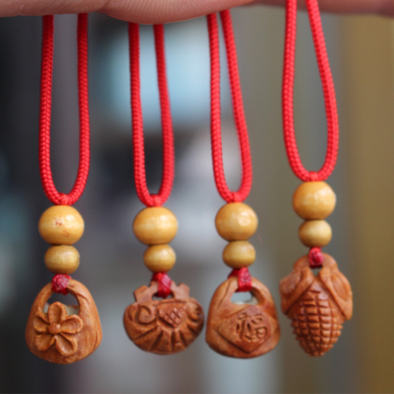 本命年桃核雕刻项链桃篮如意锁长命锁儿童大人挂件吊坠压惊含绳子,饰品/流行首饰/时尚饰品新,项链,淘宝优惠券,粉丝福利购,淘宝优惠卷