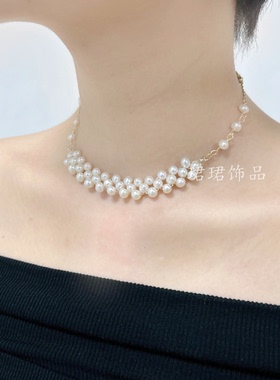 甲状腺遮挡疤痕包金天然珍珠新品