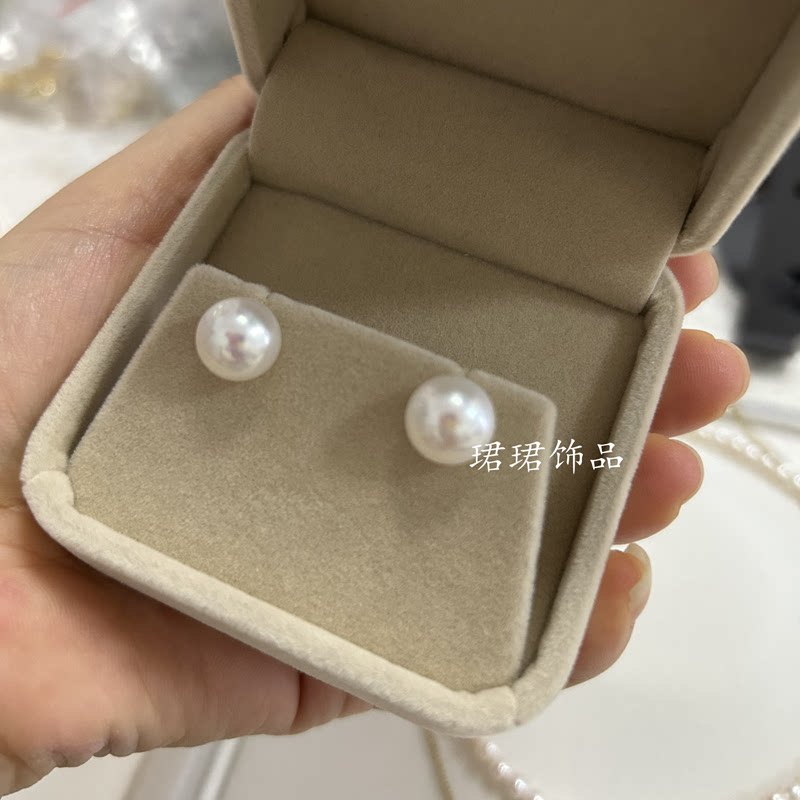 天然珍珠耳钉正品面包耳环999纯银防过敏经典百搭强光高级女耳饰