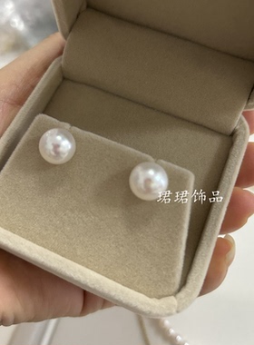 天然珍珠耳钉正品面包耳环999纯银防过敏经典百搭强光高级女耳饰