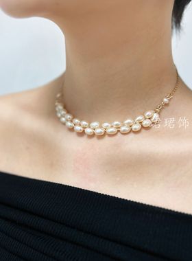 天然珍珠女遮疤痕项链原创设计