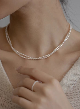 天然珍珠遮甲壮腺细小疤痕锁骨颈链新品温暖大方925纯银扣