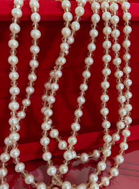 韩版天然淡水珍珠水晶女穿法长款