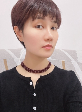 甲状腺遮挡疤痕石榴石925银项链