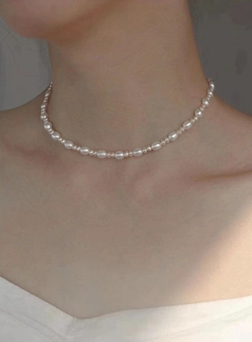 天然珍珠椭圆女简约项链