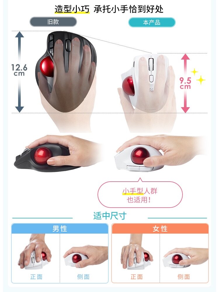 일본 산와 무선 트랙볼 마우스 블루투스 인체공학 소형 손 디자이너 CAD 드로잉 PS 리터칭
