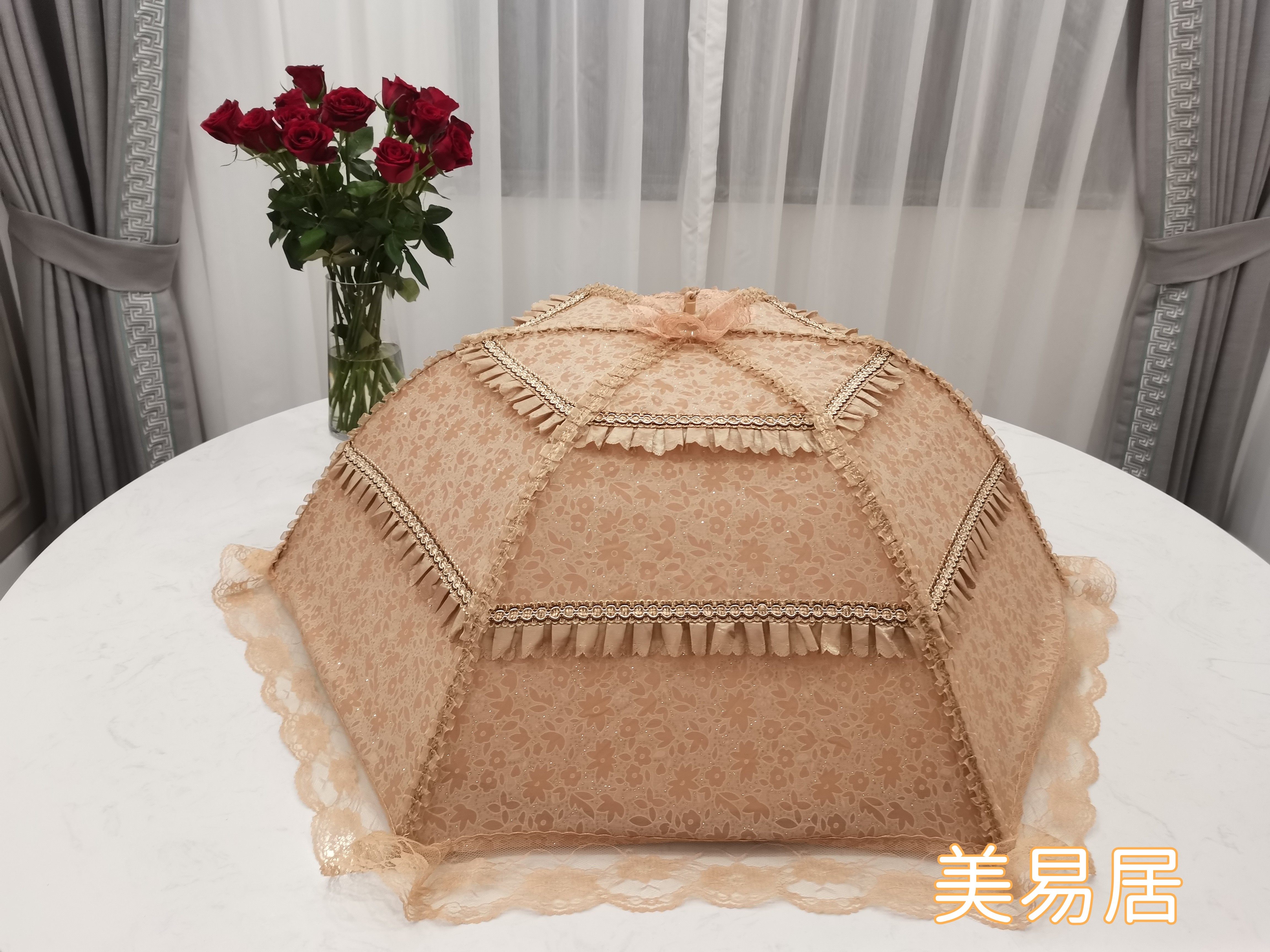 包邮可折叠饭菜罩 蕾丝餐桌罩食物食品碗菜伞 防蝇罩子饭桌菜盖子