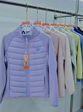 猫有范桔也8858中大儿童学生拼接羊毛立领外套秋冬奥粒绒棉袄棉服