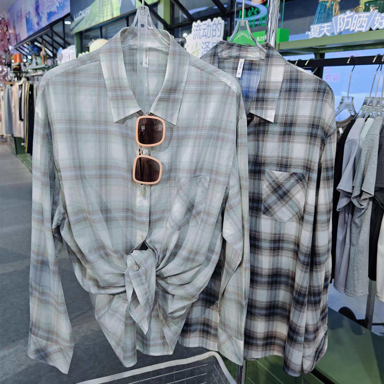 好彩2026夏款H672女懒懒搭格子衬衫英伦休闲风长袖纯棉衬衣学生党