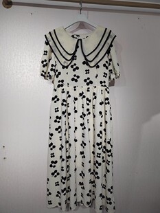 2024女士夏款 连衣裙公主裙卡曼迪菲8809 娃娃领雪纺印花长款