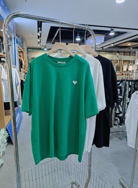 清仓雅可女士夏款100纯棉双纱T恤宽松中长款短袖加肥加大23638