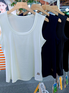 2026色柚夏新款5088女莱赛尔天丝棉宽肩方领吊带背心纯色运动外穿