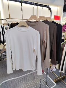 3580 中领纯色百搭精品T恤2024秋新款 色柚女士打底衫 棉莫代尔长袖