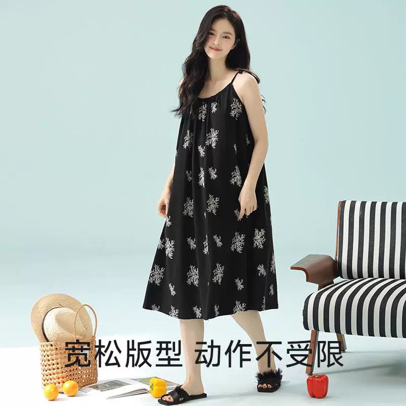 高级感抗菌纯棉睡裙女生夏天吊带连衣裙中长款凉感时尚休闲可外穿