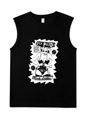 性手枪sex pistols朋克女郎手绘punk摇滚纯棉短袖背心坎肩T恤