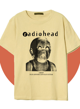 radiohead 黑白负片 电台司令 creep 暗黑小孩 男女印花短袖T恤