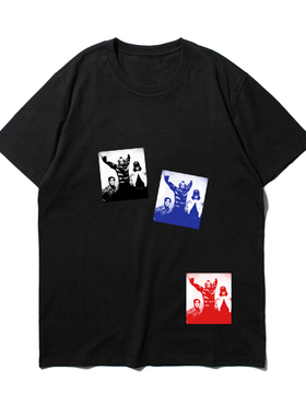 kurt cobain暗黑朋克摇滚胶印拼图个性punk男女纯棉短袖圆领T恤
