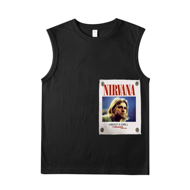 nirvana kurt cobain涅盘乐队朋克布贴男女纯棉无袖坎肩背心T恤