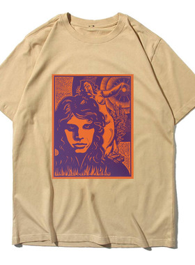 jim morrison the doors大门乐队摇滚纯棉 宽松短袖T恤
