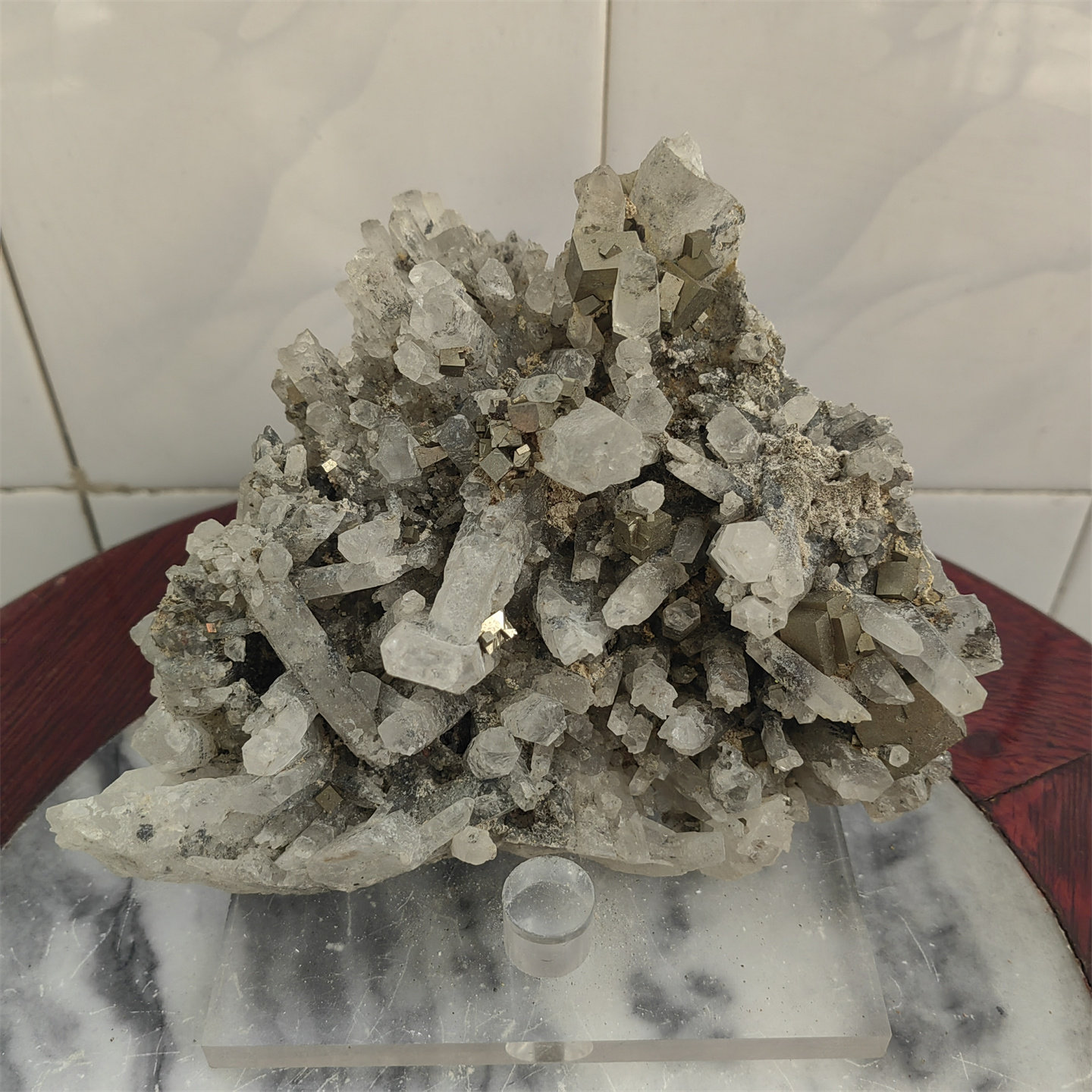 L06水晶石黄铁矿立方体天然原石矿物晶体矿标矿石晶簇地质宝石