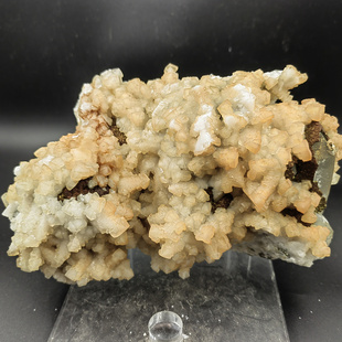 L26红色方解石晶簇硫铁晶体原石原矿矿标摆件  Calcite 大冶