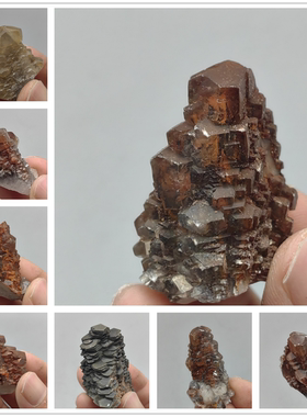 N04天然红色塔状方解石晶簇原石矿石矿物晶体 矿标 摆件 Calcite