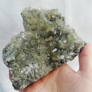 冰洲石 天然柱状方解石晶簇原石 矿物晶体 矿标 L54摆件 Calcite