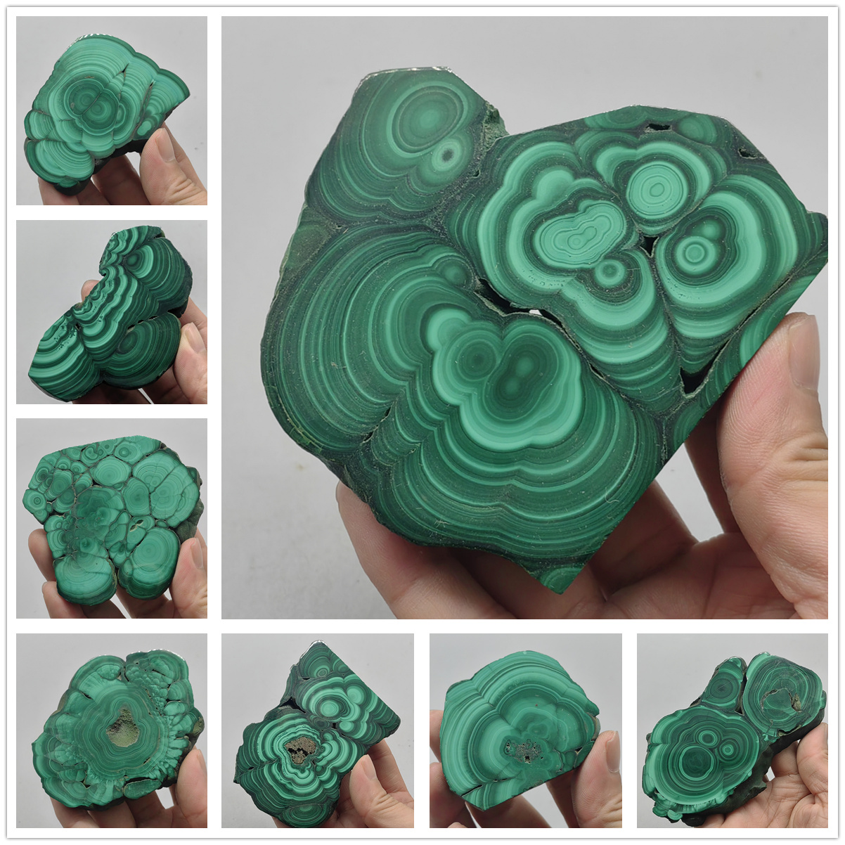 N101天然原石孔雀石切片摆件矿物晶体观赏石标本地质矿标教学收藏