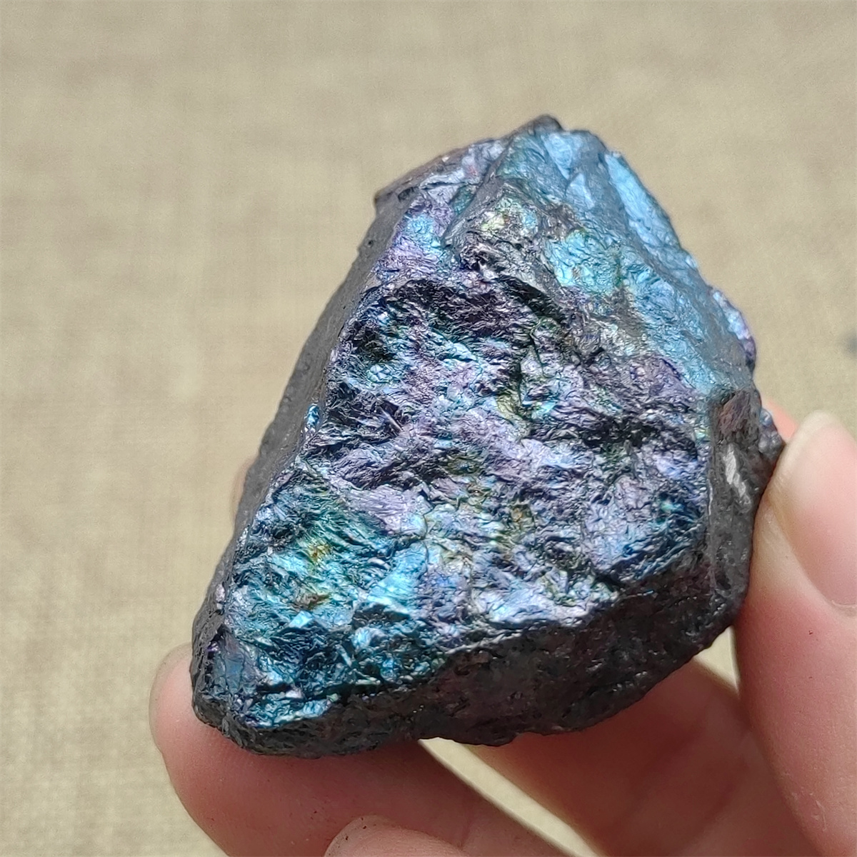 N105天然斑铜矿原石蓝紫矿石蓝铜矿矿标矿物晶体矿石摆件颜料