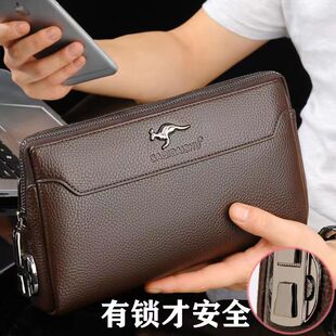 密码锁男士真皮手包男款手抓手拎手拿包商务休闲大容量软皮包包