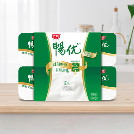 光明畅优原味酸奶益生菌酸奶100克12杯装配餐酸奶