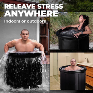 Tub Bath 折叠冰浴盆缸黑色夹棉5层运动员修复制冷充气冰浴桶 Ice