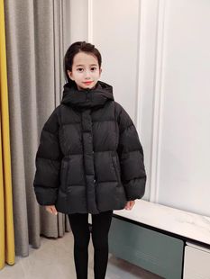 儿童鹅绒羽绒服短款 面包服三防 男女童宝宝加厚外套2024冬季 新款
