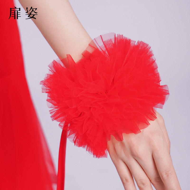 扉姿 女士新款摩登舞配饰跳舞手飘舞蹈表演飘逸手花F027