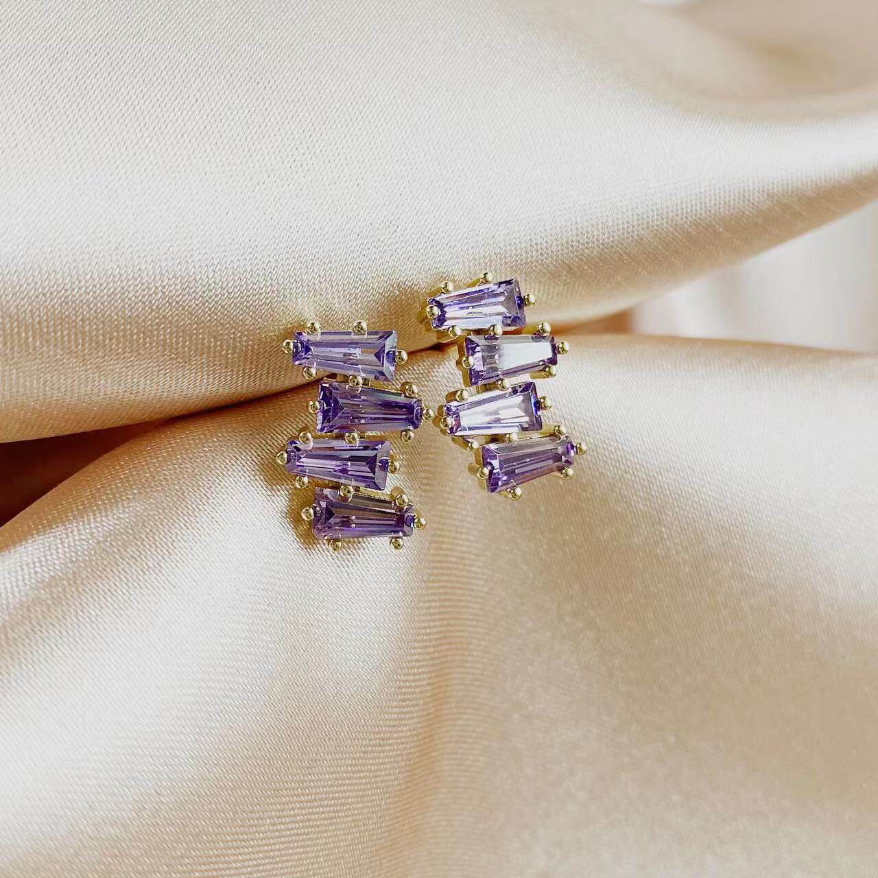 紫色水晶法式耳钉高级感轻奢小众优雅气质蚊香盘耳夹无耳洞女新款,饰品/流行首饰/时尚饰品新,耳钉,淘宝优惠券,粉丝福利购,淘宝优惠卷