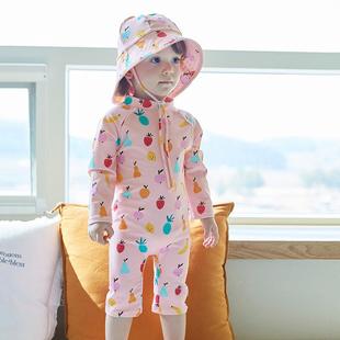 防晒速干中小童游泳衣卡通草莓连体泳装 2025新款 儿童泳衣女童长袖
