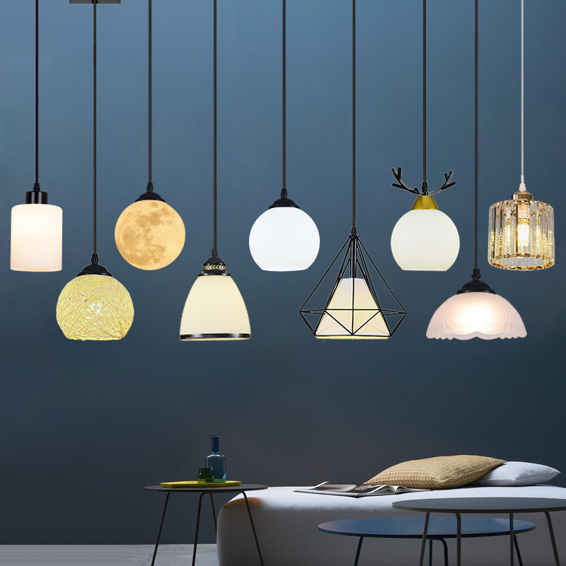 创意艺术卧室床头吊灯现代简约单头吊线灯玄关走廊阳台飘窗小吊灯