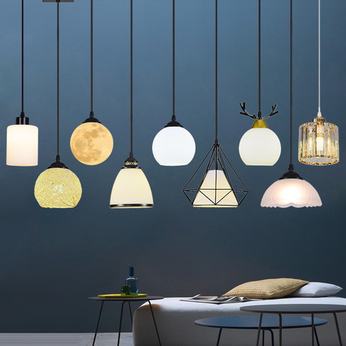 创意艺术卧室床头吊灯现代简约单头吊线灯玄关走廊阳台飘窗小吊灯