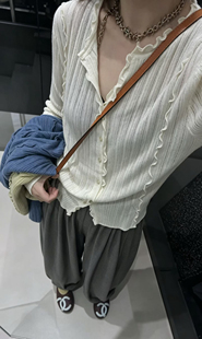 欧洲站2026早秋新款精品女装 欧货针织衫薄款长袖套头开衫潮6631